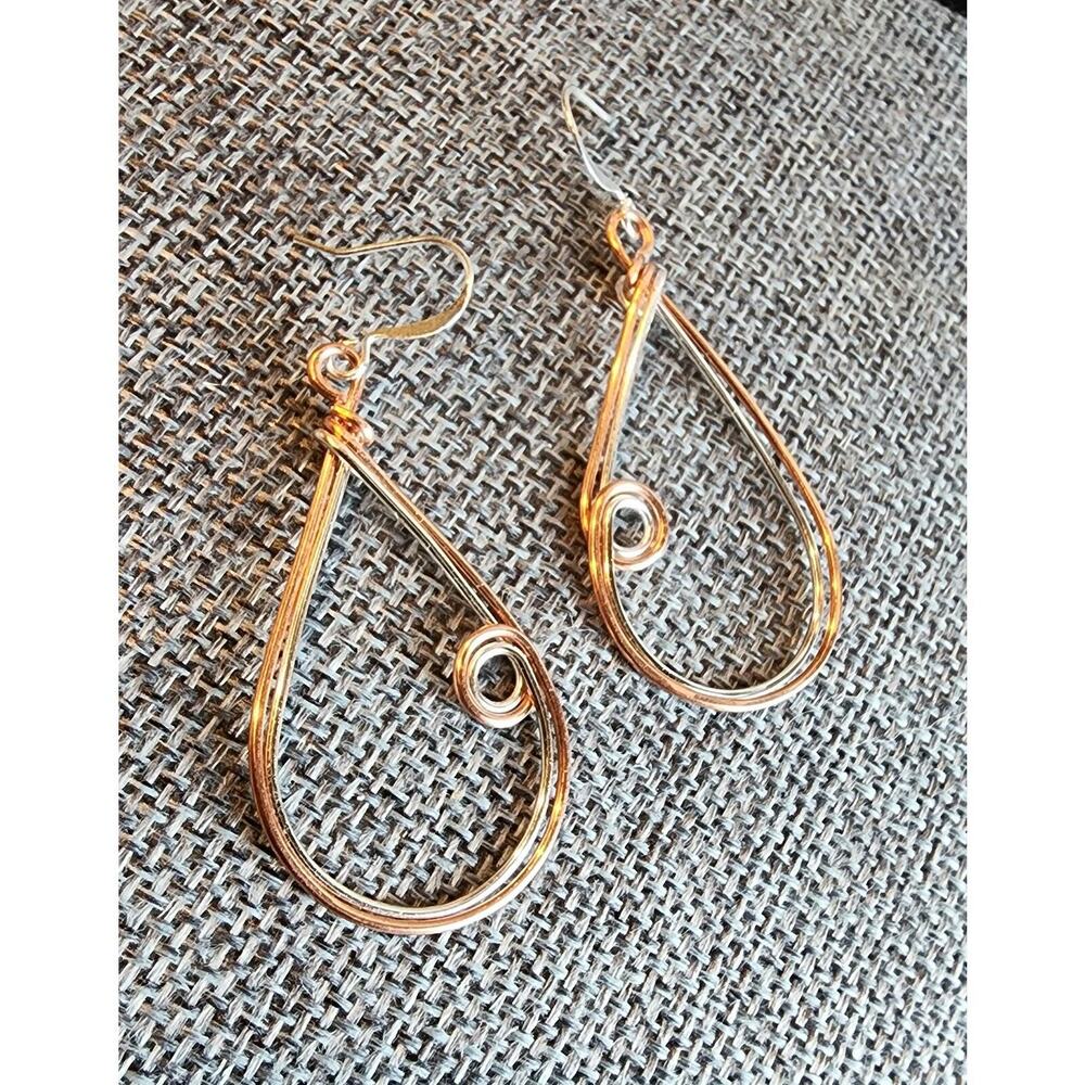 Copper and Silver Earrings Handmade Boho Mixed Metal Hoops Everyday by 31Summers